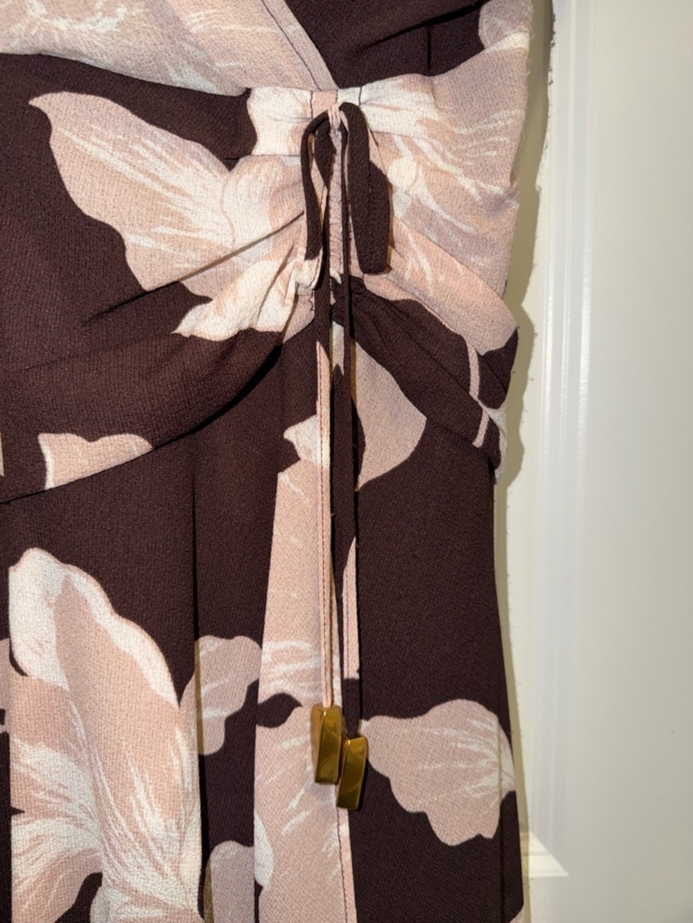 Donna Karan Brown and Blush Floral High-Low Wrap Skirt - Picture 6 of 9